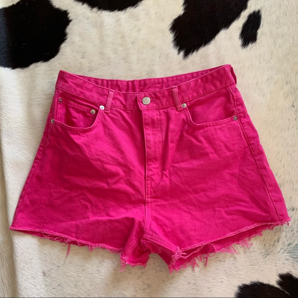 Hot pink high waisted cutoff shorts!